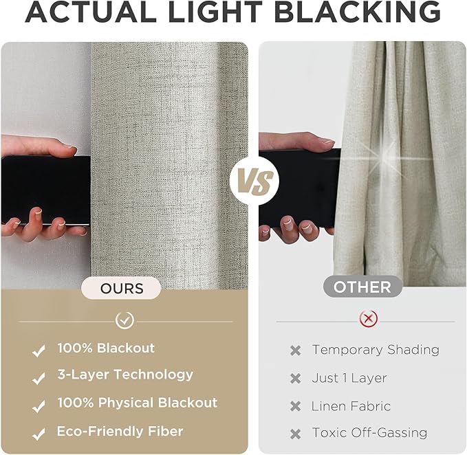 Joydeco Blackout Room Divider Curtains, Extra Wide Light Beige Sliding Door Drapes Living Room Curtains, 1 Panel 100W x 90L Inch Patio Door Drapes for Room Privacy