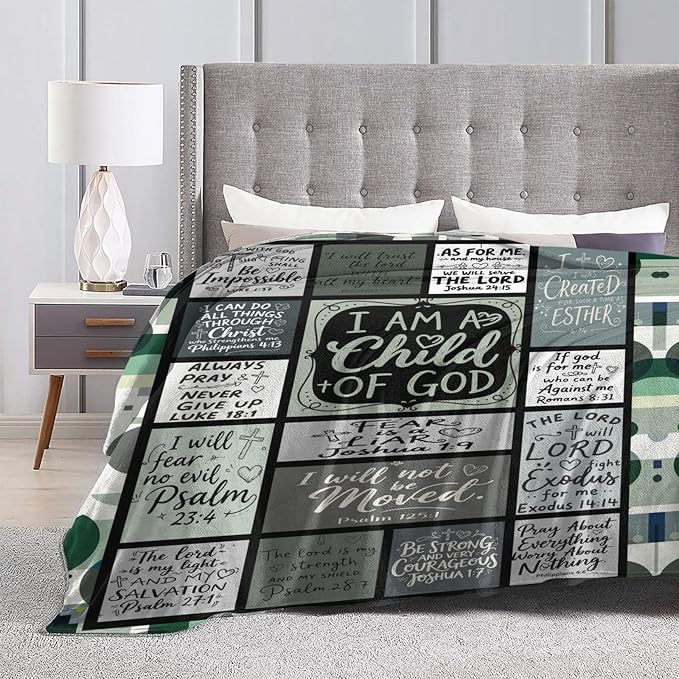 Christian Throw Blanket for Couch, Inspirational Gift for Women, Soft Plush Flannel Blanket, 60"x 80" Thoughts and Prayers Blankets for Bedroom Sofa Living Room Christmas Halloween Decoration