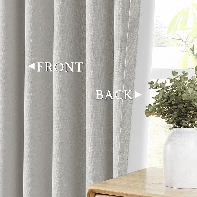 ChrisDowa 100% Blackout Light Grey Solid Curtains 90 Inches Long 2 Panels for Bedroom Living Room,Farmhouse Room Darkening Thermal Insulated Soundproof Grommet Top Window Treatment Drapes,52x90