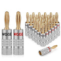 WGGE WG-009 Banana Plugs Audio Jack Connector, 24k Gold Dual Screw Lock Speaker Connector for Speaker Wire, Wall Plate, Home Theater, Audio/Video Receiver and Sound Systems (12 Pairs / 24 pcs)