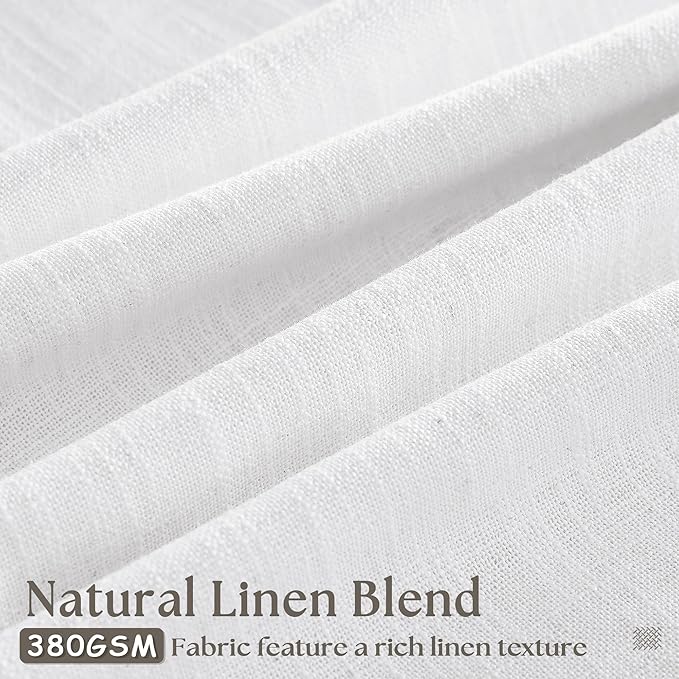 Pinch Pleated Extra Wide Linen Curtains 120 Inches Long for Patio Sliding Glass Door White 70 Inch Wide Pleated Drapes with Hooks Rings Neutral Natural Semi Sheer 70x120 Curtain for Living Room