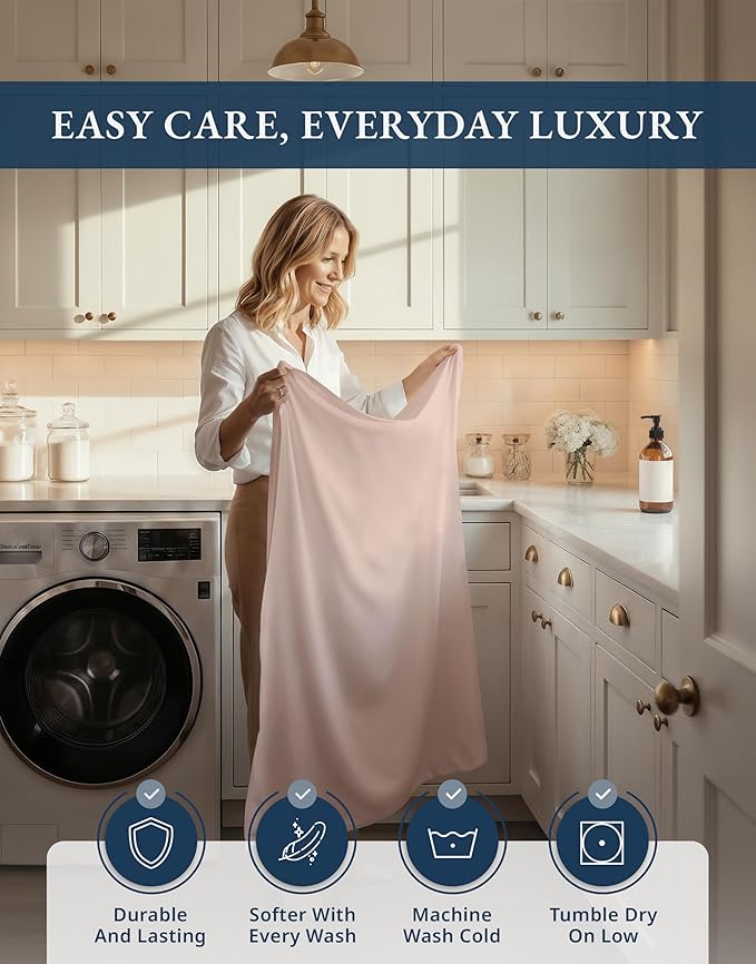 LANE LINEN 100% Cotton Split King Bedding Set for Adjustable Beds - 1000 Thread Count, Fully Elasticized Reinforced 15" Extra Deep Pocket Split King Sheets, Sateen Weave for Silky Finish - Sepia Rose