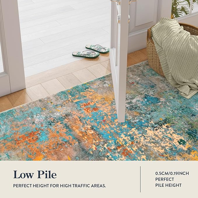 Lahome Modern Abstract Area Rugs 5x7, Large Washable Rugs for Living Room Bedroom Non Slip, Colorful Indoor Floor Carpet for Dining Room Apartment Dorm Kids Nursery Home Decor