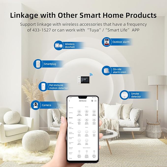 LWOHSI Home Security Systems,Wireless 4.3" Fulltouch Screen Home Alarm Kits with 2MP HD Security Camera,GSM 4G /Tuya APP Real-Time Alerts,Door Sensors,SOS,Work with Alexa&Google for Villa,Apartment