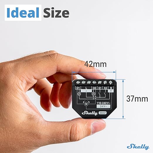 Shelly 2PM Gen3 | WiFi 2-Channel Smart Relay Switch with Power Metering | Home Automation | Roller Shutters, Blinds, Gates Control | Remote Control | Alexa & Google Home | iOS Android App