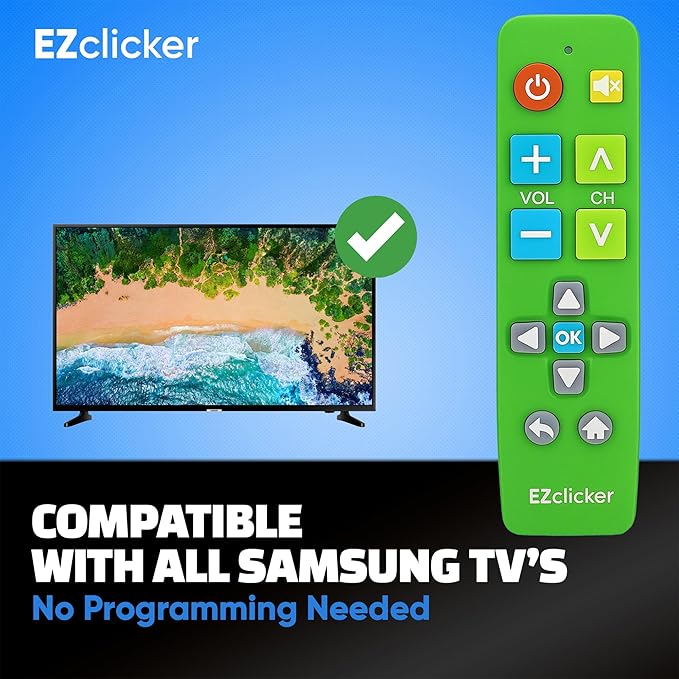 Samsung Replacement TV Remote Compatible with Samsung TV's ONLY (Green) Big Button TV Remote Control, Simplified and Easy to Use (2xAAA Batteries not Included)