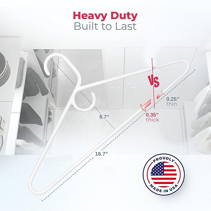 Neaties Heavy Duty Clothes Hangers 36 Pack – Made in The USA – 8lb Capacity Plastic Hangers for Adult Clothing – Durable for Pants, Coats, Jackets, or Jeans – Pink