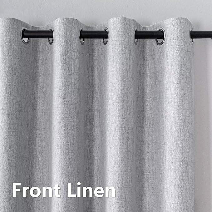 100% Blackout Curtains 108 Inches Long 2 Panels Set, Black Out Curtains for Living Room, Greyish White Thermal Insulated Grommet Drapes Bedroom Luxury Decor(52W × 108L inch, Greyish White)