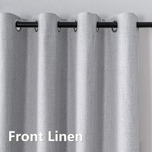 100% Blackout Curtains 84 Inch Length 2 Panels Set, Black Out Curtains for Living Room, Greyish White Thermal Insulated Grommet Drapes Bedroom Luxury Decor (52W × 84L inch, Greyish White)