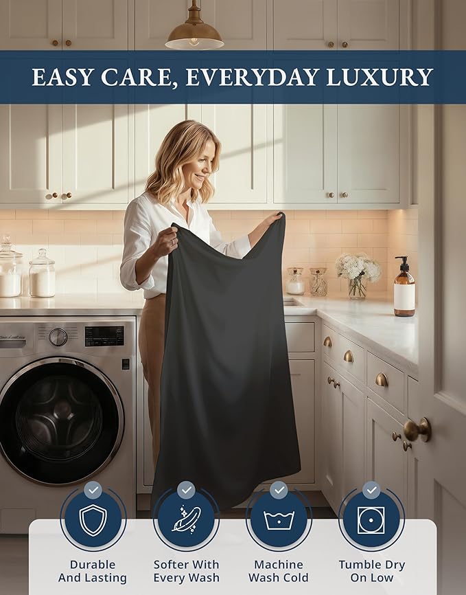 LANE LINEN 100% Egyptian Cotton Twin Sheet Set - 1000 Thread Count, Fully Elasticized Reinforced Seams Extra Deep Pocket Twin Sheet, No Pill Fade Resistant Cooling Bedding Sheet & Pillowcase - Black