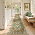 Area Rugs 2'6''x14' Washable Non-Slip, Floral Vintage Distress Print Pattern Medallion Carpet for Living Room Bedroom Dining Room, Brick Red Rust Neutral Brown Burnt Orange Green