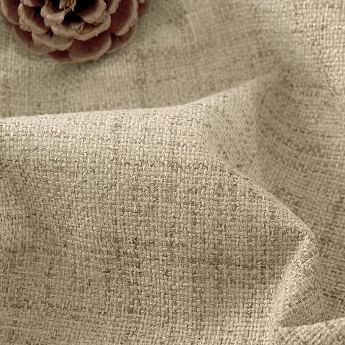 Linen Blackout Curtains for Bedroom Narrow Window, Thermal Insulated Complete Light Blocking Privacy Soundproof Small Curtains for Basement, Each 38 Inch Wide 63 Inch Length 2 Panels, Burlap