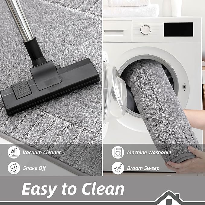 BEQHAUSE Door-Mat-Non-Slip Dirt Trapper Door Mats Low-Profile Front Door Mat Absorbent Floor Mats for Entryway Washable Mud Resistant Home Entrance Doormat,Light Grey,24"x36"