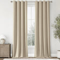 ChrisDowa 100% Blackout Natural Solid Solid Curtains 96 Inches Long 2 Panels for Bedroom Living Room,Farmhouse Room Darkening Thermal Insulated Soundproof Grommet Top Window Treatment Drapes,52x96