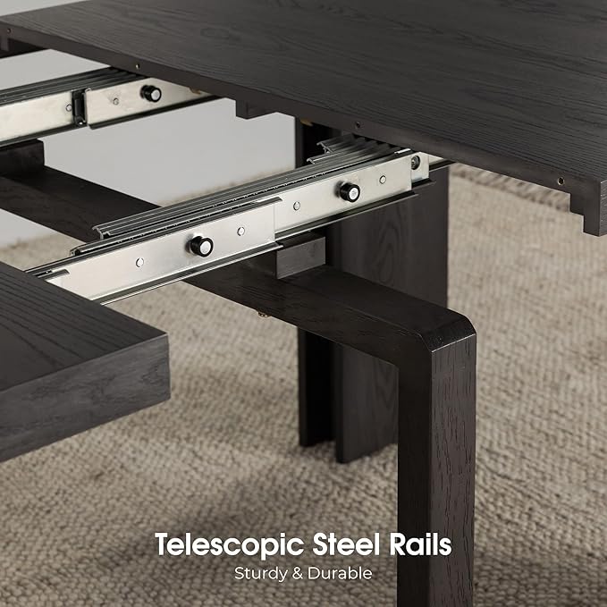 Transformer Table - Solid Wood Extendable Dining Table, Seats 2-12, Extendable Dining Room Table, Space-Saving Furniture, Expandable Dining Furniture (Black, Table + Bench + 4 Chairs)