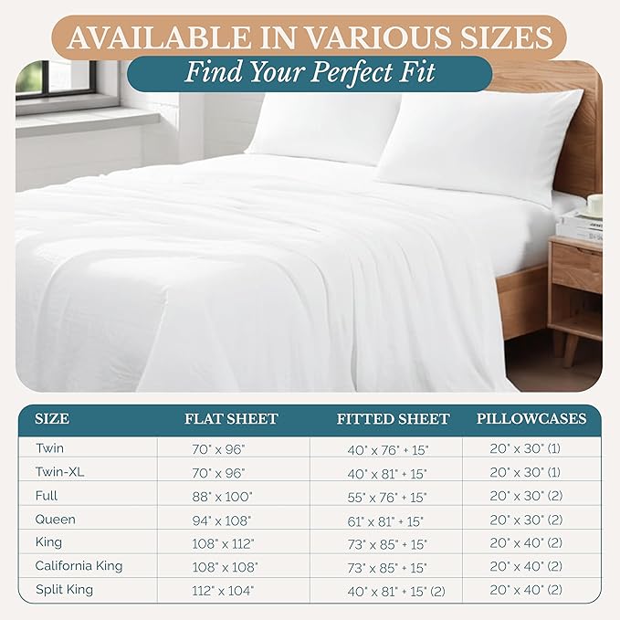 Casa Platino King Bed Sheets, Pre-Washed Brushed Microfiber King Sheets, Soft & Cozy Bedding, 4 Piece Set, Ultra Soft & Breathable Bedding, Deep Pocket 15 Inch Sheet & Pillowcase Sets– White