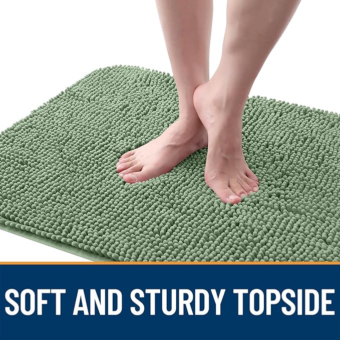 OLANLY Dog Door Mat for Muddy Paws 47x20, Absorbs Moisture and Dirt, Absorbent Non-Slip Washable Doormat, Quick Dry Chenille Mud Mat, Entry Indoor Entryway Carpet for Inside Floor, Olive Green