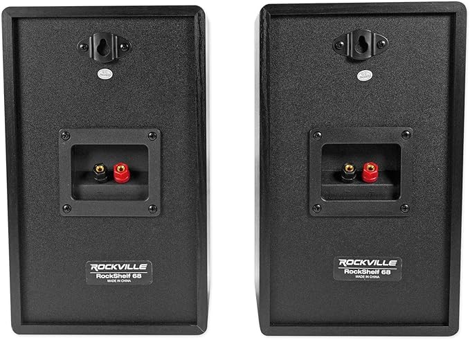 Rockville Pair RockShelf 68B V2 400W Black 6.5" Home Bookshelf Speakers, 8 Ohm, Kevlar Woofers, Silk Dome Tweeters, Wall-Mountable, for Home Theater and Stereo Systems