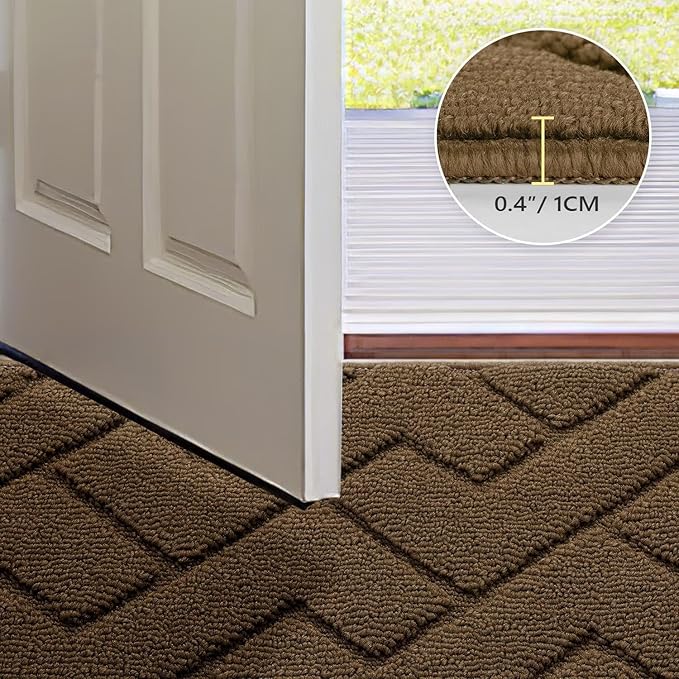 hicorfe Indoor Doormat,Front Back Door Mat Rubber Backing Non Slip Door Mats 20"x59" Absorbent Resist Dirt Entrance Doormat Inside Floor Mats Entryway Washable Low-Profile for Patio,Garden(Dark Brown)