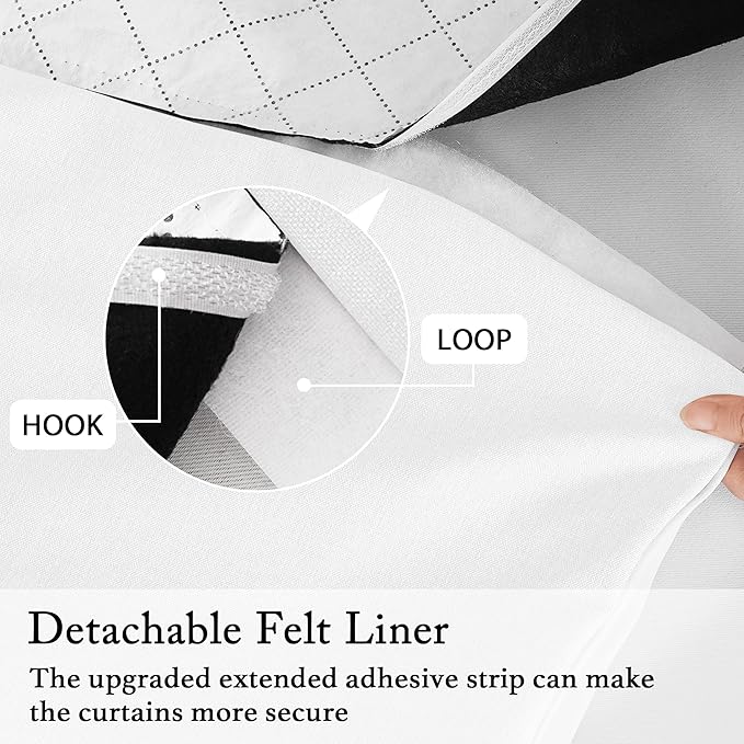 RYB HOME 4 in 1 Set Dust Filter - Soundproof - Blackout - Insulating, Energy Efficiency Linen Curtains for Kids Bedroom Living Room Divider Apartment Hotel Office Theatre, White, W 52 x L 84, 2 Pcs
