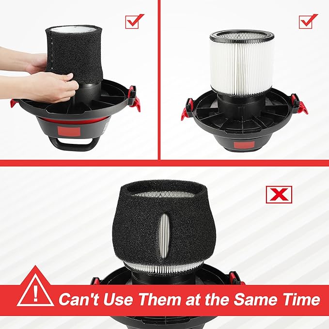 Shop-Vac 90304 Cartridge Filter and 90585 Foam Sleeve Filter, for Most Shop-Vac Wet/Dry Vacuum Cleaners 5 Gallon and Above, Brush Tool Included, Replace Parts # 9058500,9030400,9034400, 3 Pieces