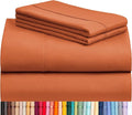 LuxClub 4 PC Full Sheet Set, Deep Pockets Wrinkle Free Cooling Bed Sheets Hotel Bedding for Women, Men, Kids & Teens, Includes 1 Fitted Sheet, 1 Flat Sheet and 2 Pillowcases-Autumn Orange