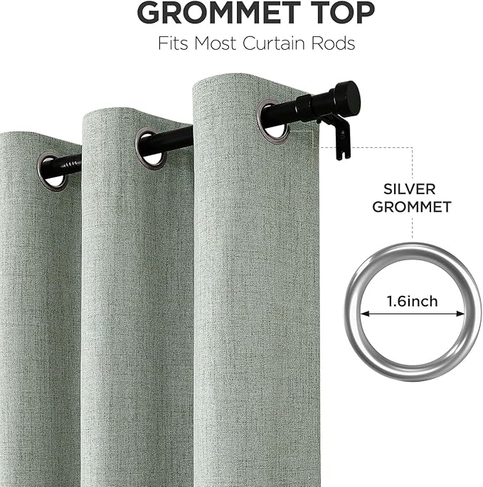 Joydeco Sage Green Blackout Curtains 120 Inches Long, Extra Long Curtains 120 Inch Length 1 Panel for Bedroom, Thermal Insulated Linen Black Out Curtains with Grommets(100x120, Sage Green)