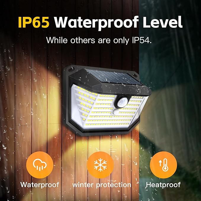 FAXBOX Solar Lights Outdoor Motion Sensor, 178 LED 300LM Waterproof IP65, Wall Mounted Security Light with 3 Modes, 270° Wide AngleWide Angle, Solar Powered for Garden, Yard, Patio, Front Door(8Pack)