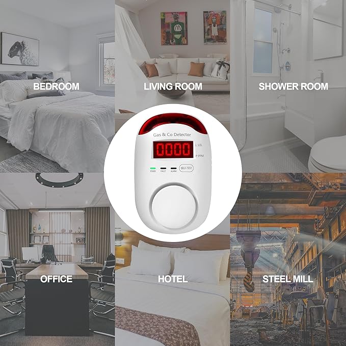 Combination Gas & Carbon Monoxide Detectors Plug in,Hembisen 2-in-1 Natural Gas Detector & Carbon Monoxide Alarm, CO Detector Alarm & Propane, Explosive Gas Detector for Home,RV,Easy to Install