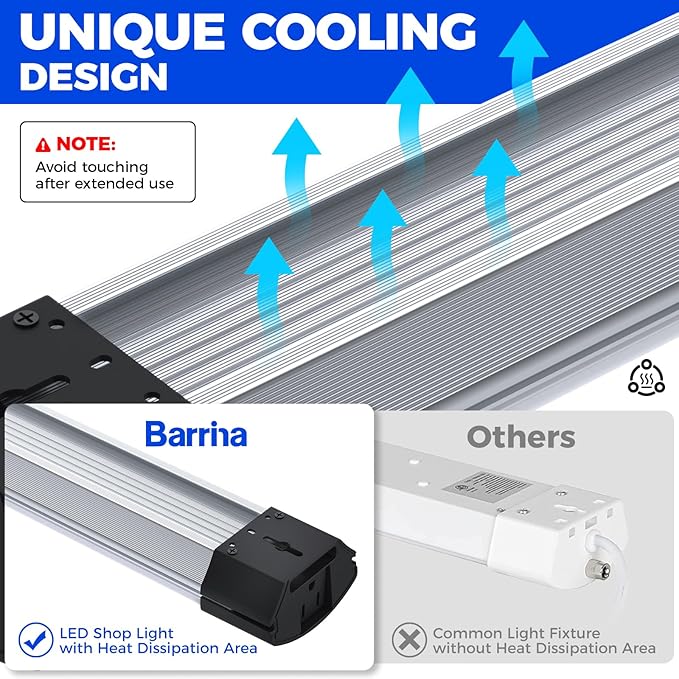 Barrina BS84 LED Shop Light for Garage, 10000LM, 84W, 4FT, 6500K Linkable Light Fixture for Workshop, Basement, Hanging or Flush Mount, Heat Dissipation with Pull Chain Switch, 1 Pack
