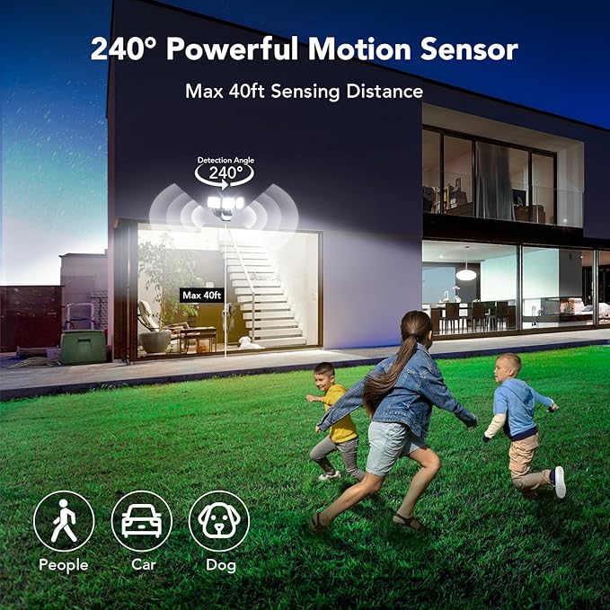 OREiN 2-Pack Motion Sensor Outdoor Flood Lights, 26W 3500LM LED Security Lights with 240° 40FT Detection, Dusk to Dawn/Auto/Test Modes, IP65 Waterproof for Garage, Yard, Porch, Driveway