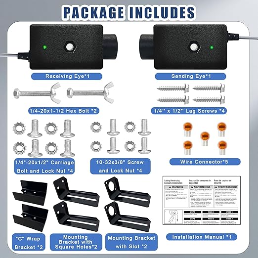 NLDZGA 41A4373A Garage Door Safety Sensor Compatible with Chamberlain Manufactured Between 1993 to Late 1990s Garage Door Openers,Safety Sensors Beam Eyes with Bracket