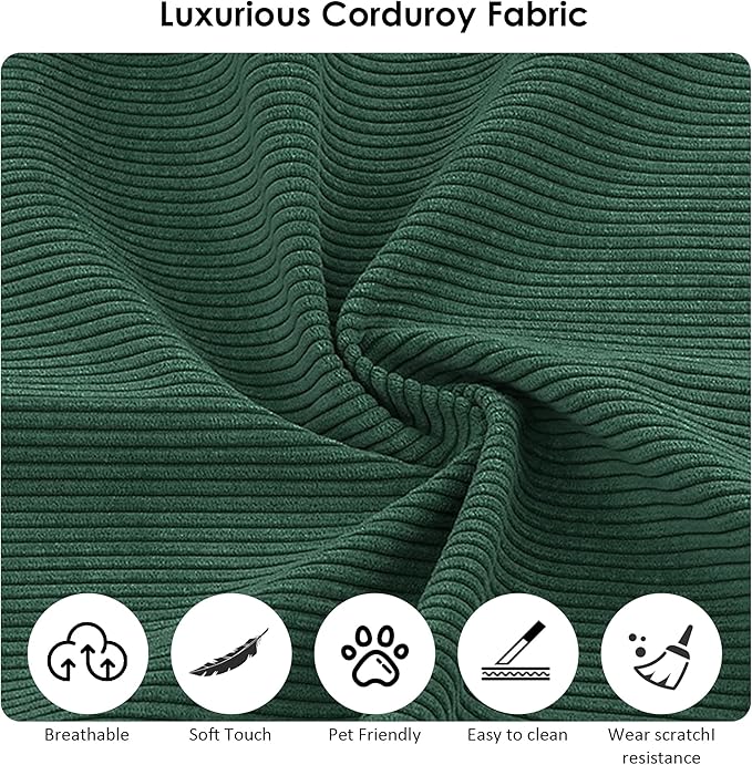 80" Convertible Sofa Bed, Corduroy Deep Seat Folding Pull Out Couch with Pillows, No Assembly Modern Boneless Couch Compression Sofa in Box, Floor Sofa with Storage Pocket for Living Room,Dark Green