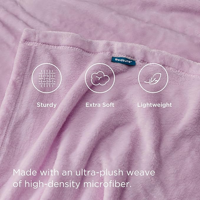 Bedsure GentleSoft Fleece Throw XL Blanket Light Purple - 300GSM Soft Lightweight Plush Cozy Blankets for Bed, Sofa, Couch, Travel, Camping, 50x70 inches