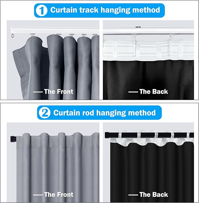 Room Divider Curtains Total Blackout Privacy Curtain Panel Room Thermal Insulated Noise Reduction Curtains for Bedroom Window Living Room Ceiling Track Curtain W 8.3 ft × H 8 ft Grey