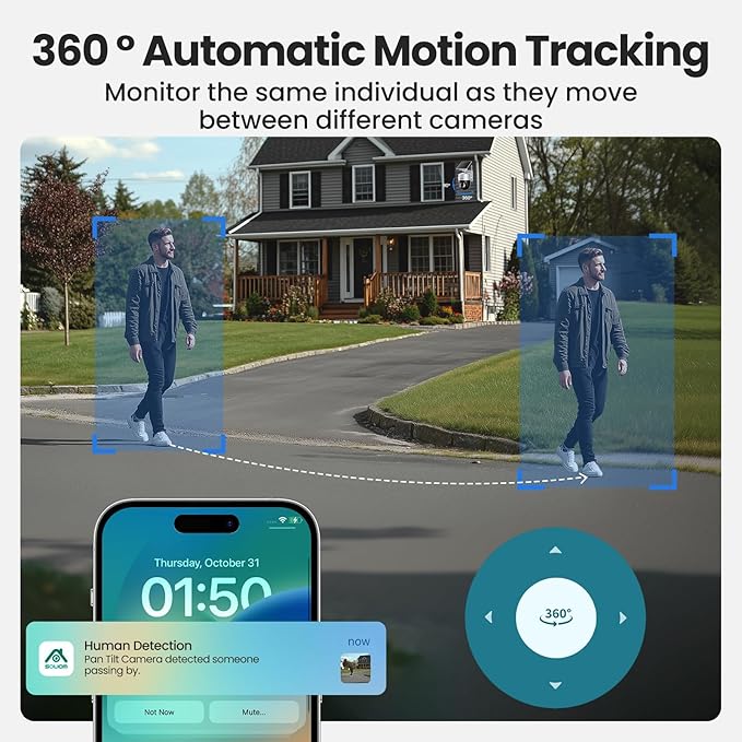 SOLIOM- True 8MP HD Security Cameras Outdoor Wireless, Add-On Camera, Solar Powered, Auto Tracking,Requires SOLIOMBASE, SOLIOMBASE Supports Up to 4 Cams