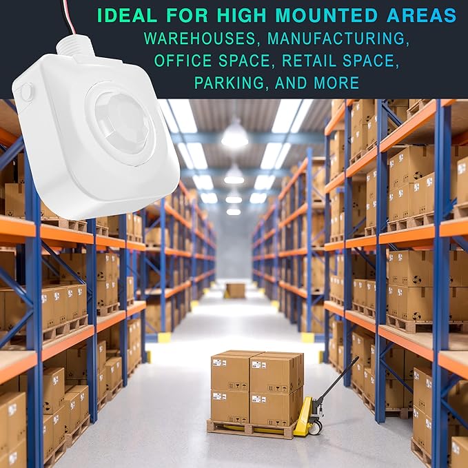 EverElectrix 50 Pack Ceiling Occupancy Motion Sensor, Passive Infrared Technology, High Bay Fixture Mount 360 Degree, Hard-Wired, 120-277 VAC, Commercial/Industrial Grade