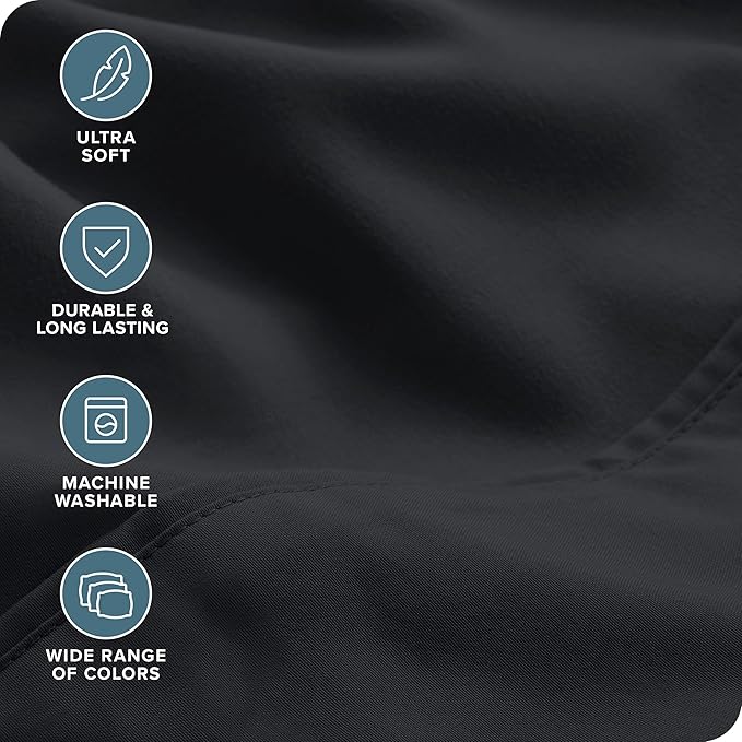 Bare Home Hotel Luxury Queen Sheet Set, Extra Soft - 6 Piece Set - Deep Pockets - Easy Fit - Cooling & Breathable - Wrinkle, Fade, Stain Resistant - Includes 4 Pillowcases (Queen, Black)