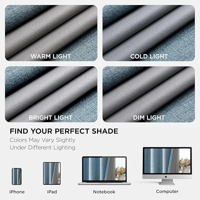 Joydeco Blackout Curtains 95 Inches Long 2 Panels Burg, Room Darkening Curtains for Bedroom, 100% Black Out Textured Thermal Drapes Privacy Protection 2 Panels Set(W52 x L95 Inch, Sky Blue)