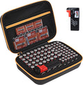 stukcaze Battery Organizer Storage Case with Tester for AA AAA Button Battery Holder Carrying 3 Batteries Variety Pack 88 Batteries Zipper Mesh Bag (Batteries Not Included) (black-orange)