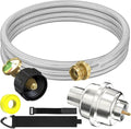 10FT Stainless Braided Propane Adapter Hose with Gauge, Adapter Hose with QCC1/Type1 Adapter Connect 20-45 lb Propane Tank (10FT Extension Hose/Propane Fuel Filter) for Mr Buddy Heater and Big Buddy