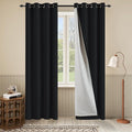 3-in-1 Winter Heavy Curtains-Thermal 100% Blackout Curtains for Bedroom Living Room with Grommet Design 1 Panel Black 50x80 Inch