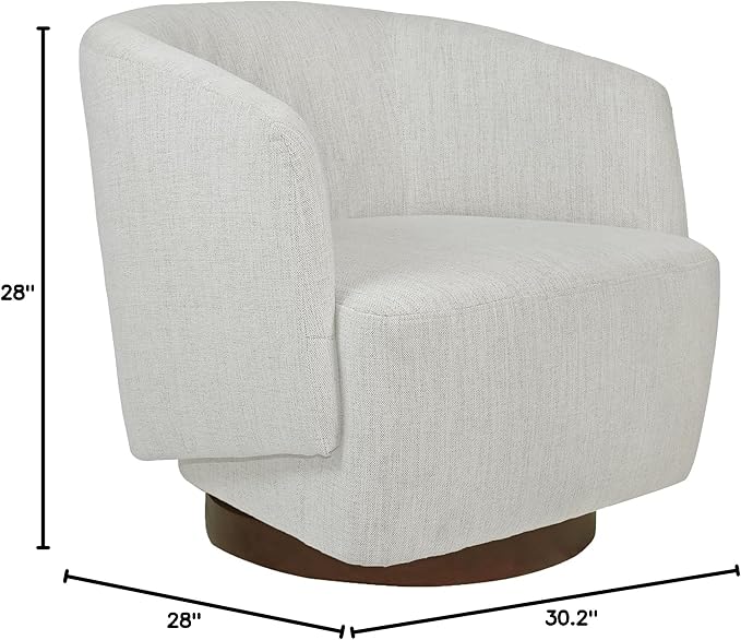 MINCETA Accent Chair,360° Swivel Chairs with Wood Base,Modern Swivel Accent Chair for Living Room and Bedroom,Performance Fabric in Ivory