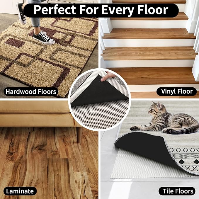 FestiCorp Non Slip Rug Pads 4x6 Ft Non Skid Rug Pad Gripper, Anti-Slip Carpet Rug Mats for Under Rugs and Hard Surface Floors