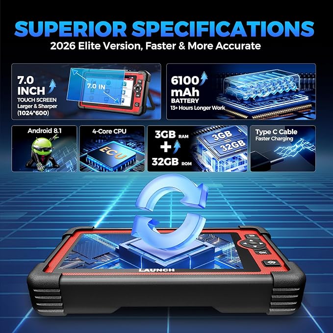 LAUNCH X431 CRP919E OBD2 Scanner, 2026 Bidirectional Scan Tool As CRP919EBT, ECU Code, 35+ Services, Active Test, All System Diagnose, CANFD & DOIP, FCA SGW, Android 10.0, 160+ Brands, 2 Year Update
