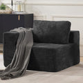 40" Modular Sectional Sofa, Upholstered Floor Sofa Couch with Pillow, Bean Bag Chair for Bedroom Living Room, No Assembly Required (Plush Corduroy Fabric, Black)