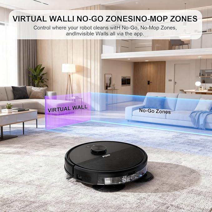 PGID Self-Emptying Robot Vacuum Cleaner, Robot Vacuum and Mop,FlexiArm Edge Mopping,5000Pa Suction, Dual Zero-Tangle System, Smart Obstacle Avoidance