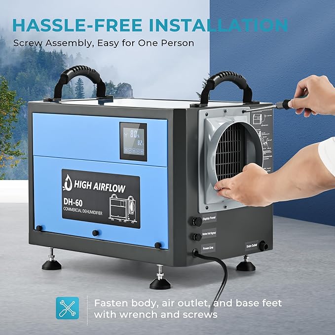 EUHOMY 130 Pint Crawl Space Dehumidifier with Drain Hose, Dehumidifier for Home and Basement, Dehumidify Up to 5500 Sq.Ft Commercial Dehumidifiers, Timer on/off, Automatic Dehumidification