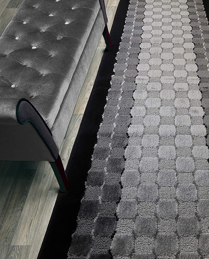 Custom Length Hallway Runner Rug,Slip Resistant,Checkered Black, 26 Inch X 31 feet, Sold and Priced Per Foot