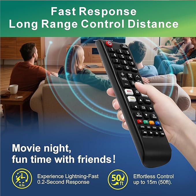 Universal Remote Compatible with Samsung TV Remote Replacement, IR, No Voice, Compatible All Smart LCD LED HDTV 3D Smart TVs Models BN59-01315J BN59-01315A BN59-01301A